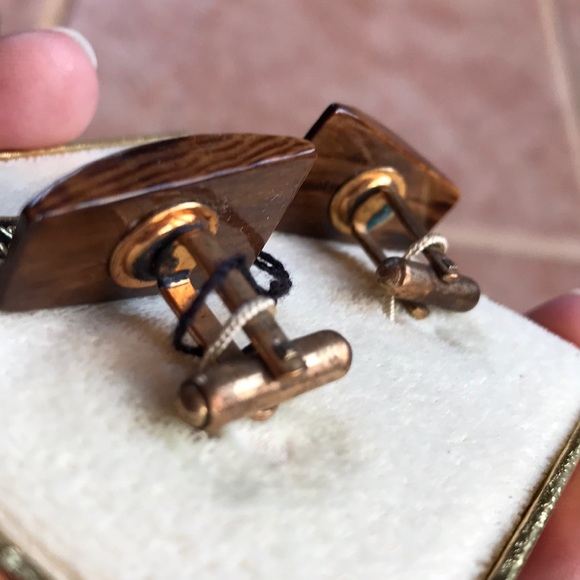 Vintage 1960s Ivory & 24k Gold Nugget Cuff Links